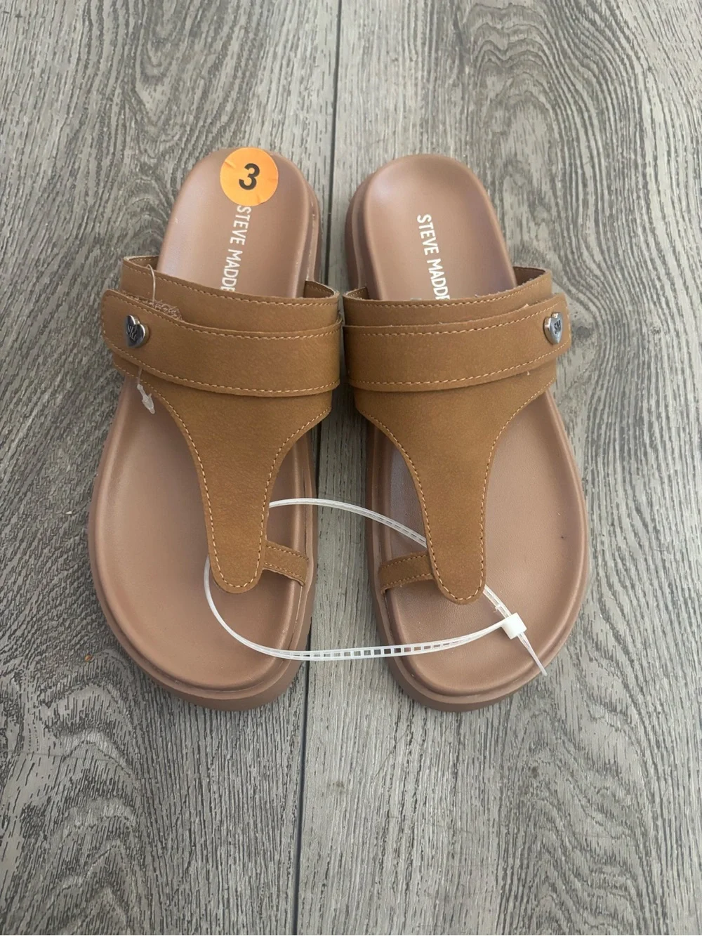 Steve Madden Brown Tan Thong Slide Sandals
